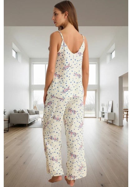 Şık ve Rahat Viskoz Pijama Takımı Hayvan Desenli Boru Paça Profesyonel Görünüm modelleri