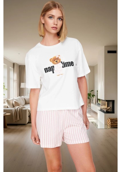 Pamuklu Regular Pijama Takımı Çizgili Desenli Rahat Uyku Için Şık Görünüm Modern Stil fiyatları