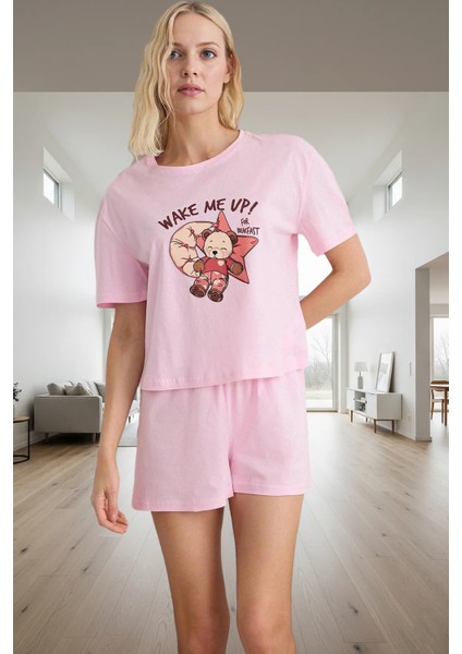 Ayıcıklı Pijama Takımı %100 Pamuk Kısa Kollu Rahat Kalıp Yazlık Uzun Ömürlü Konforlu Kesim fiyatları
