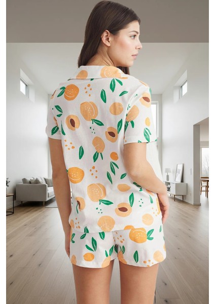 Pamuklu Meyve Desenli Şortlu Pijama Takımı Yazlık Rahat Uyku Için Zarifane Tasarım Özenle Seçilmiş modelleri