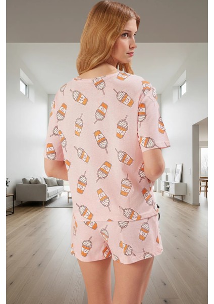 Ev Giyim Için %100 Pamuk Baskılı Pijama Takımı Şortlu ve Kısa Kollu Tasarım Rahat Kullanım modelleri