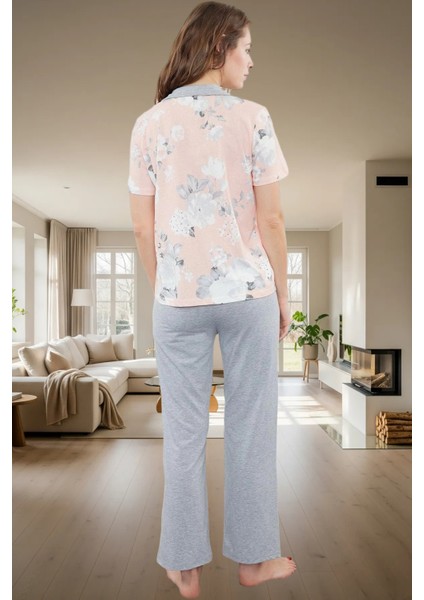 Rahatlığıyla Büyülüyen %100 Pamuklu Çiçekli Pijama Takımı Modern Stil Özenle Seçilmiş fiyatları