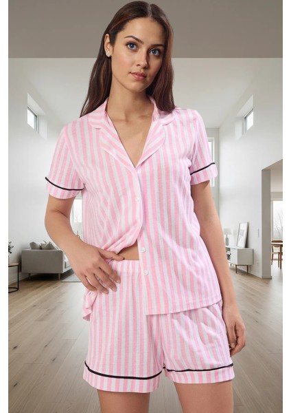 Rahatlık ve Şıklık Çizgili Örme Pijama Takımı Yüksek Kalite Trend Tasarım Seçkin Malzeme