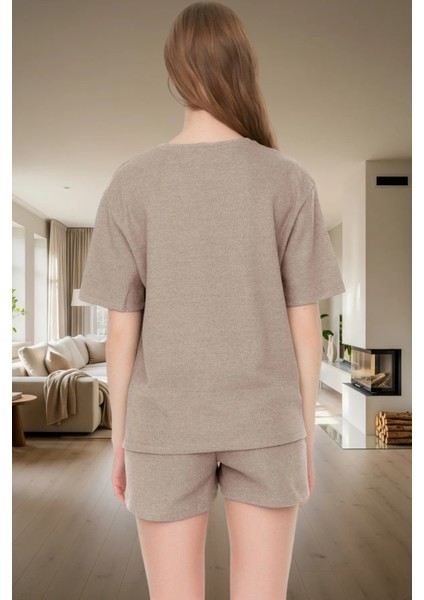 Yazlık Pijama Takımı Waffle Kumaş Örme Rahat Kalıp 2'li Mükemmel Uyum Konforlu Kesim modelleri