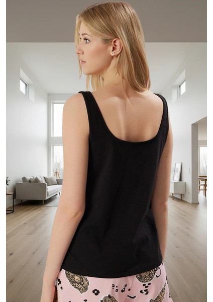 Homewear %100 Pamuk 2'li Pijama Takımı Kolsuz Atlet Şort Yazlık Rahat Tasarım Uzun Ömürlü