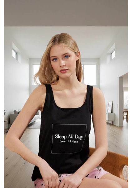 Homewear %100 Pamuk 2'li Pijama Takımı Kolsuz Atlet Şort Yazlık Rahat Tasarım Uzun Ömürlü fiyatları