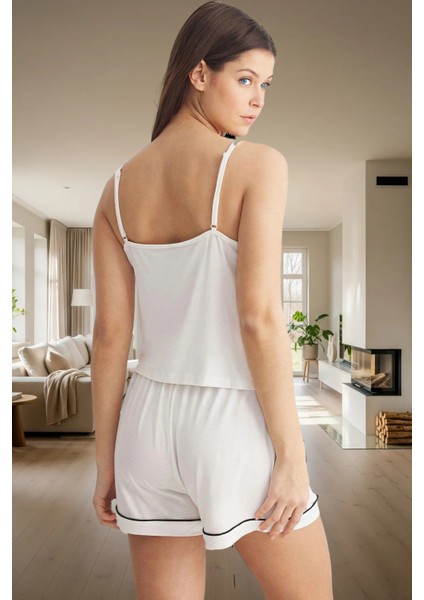 Ev Giyim Pijama Takımı Rahat Viskoz Kumaş Ince Askılı Geniş Paça Şort Özel Tasarım Şık Görünüm modelleri