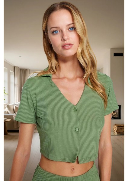 Yazlık 2'li Kaşkorse Pijama Takımı Crop Üst ve Şort Premium Kalite Seçkin Malzeme fiyatları