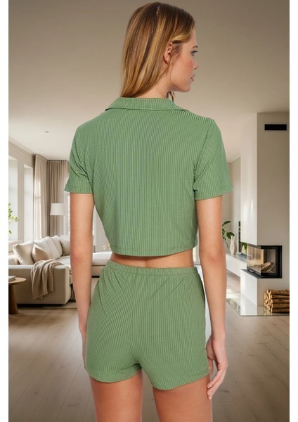 Yazlık 2'li Kaşkorse Pijama Takımı Crop Üst ve Şort Premium Kalite Seçkin Malzeme modelleri