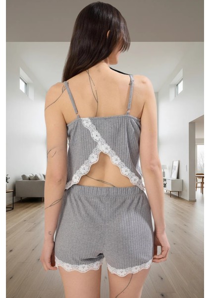 Rahat Pijama Takımı Kaşkorse Örme Kumaş Dantel Detay Yazlık Özel Tasarım Şık Görünüm