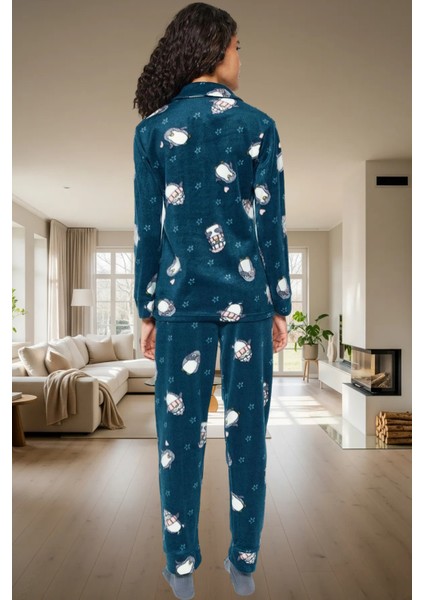 Penguen Desenli Polar Pijama Takımı Kışlık Rahat 2 Parça Regular Kalıp Profesyonel Görünüm modelleri