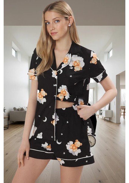 Evde Rahatlık Için %100 Pamuklu Ayıcıklı Pijama Takımı Mükemmel Uyum Dayanıklı Malzeme