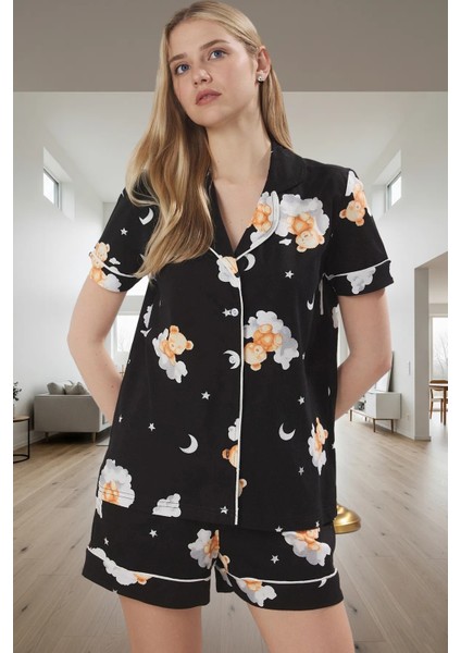 Evde Rahatlık Için %100 Pamuklu Ayıcıklı Pijama Takımı Mükemmel Uyum Dayanıklı Malzeme fiyatları