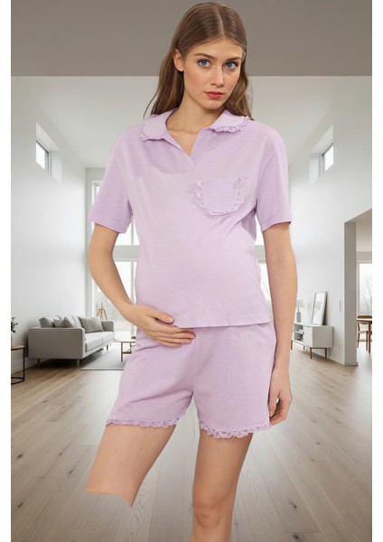 Pamuklu Viskon Süprem Hamile Pijama Dantelli Kısa Kollu Rahat ve Şık Kaliteli Işçilik modelleri