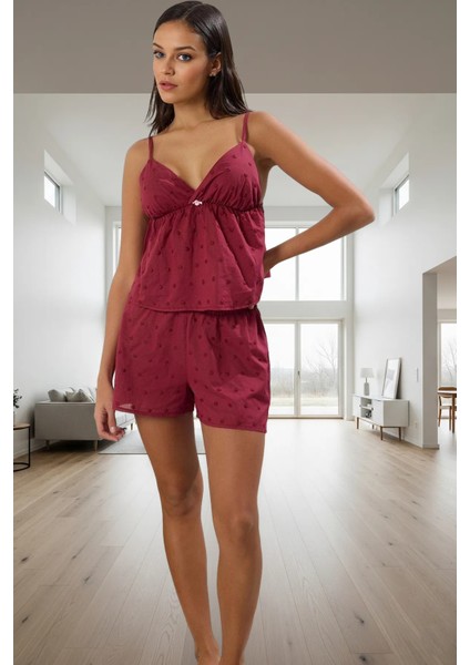 Yazlık Ince Askılı Puantiyeli Pijama Takımı %100 Pamuk Dokuma Vual Seçkin Malzeme fiyatları