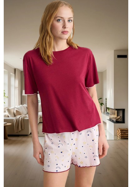 Rahatlığıyla Büyüleyecek Pijama Takımı Galaksi Desenli Pamuk Polyester Rahat ve Şık fiyatları