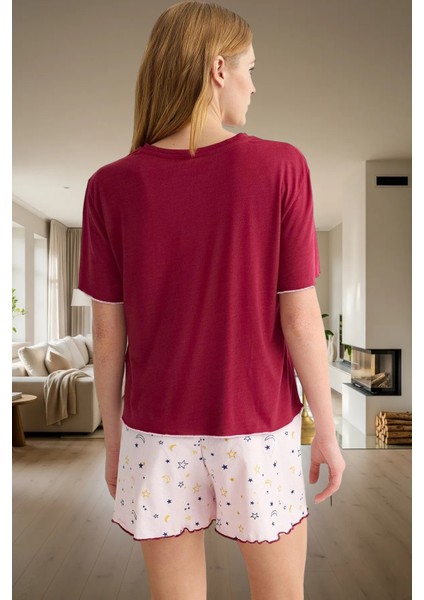 Rahatlığıyla Büyüleyecek Pijama Takımı Galaksi Desenli Pamuk Polyester Rahat ve Şık modelleri