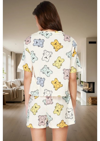 Rahat %100 Pamuklu Pijama Takımı Ayıcık Desenli Yazlık Şortlu Şık Görünüm Özenle Seçilmiş modelleri