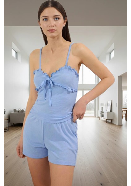 Yazlık Pijama Takımı Şortlu Fırfırlı Örme Rahat Kullanım Premium Kalite Mükemmel Uyum fiyatları