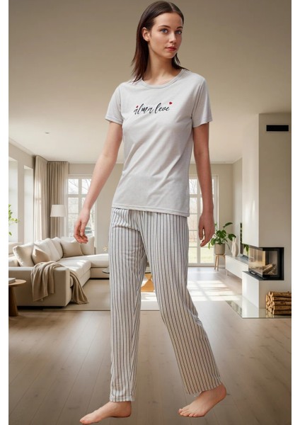 Rahat Kesim 2li Pijama Takımı Örme Kumaş Çizgili Desen Seçkin Malzeme Premium Kalite fiyatları