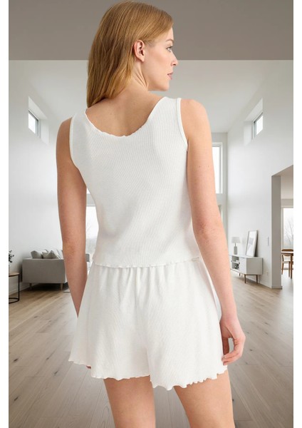 Rahat Kalıp 2'li Homewear Pijama Takımı Kalın Askılı Atlet ve Şort Kullanım modelleri