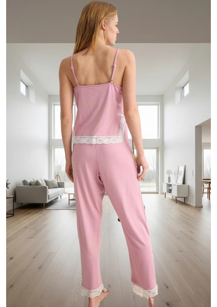 Ince Askılı Viskoz Pijama Takımı Dantel Detaylı Rahat ve Nefes Alabilir Konforlu Kesim modelleri