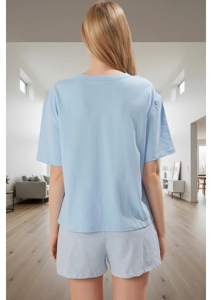 Rahat Çizgili Pamuklu Pijama Takımı Yazlık Homewear ve Şık Konforlu Kesim Seçkin Malzeme fiyatları