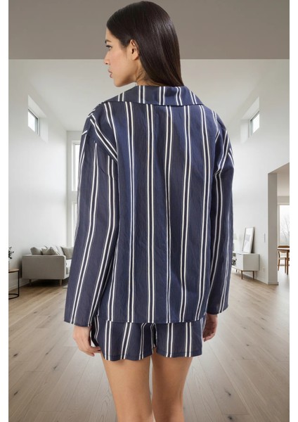 Çizgili Desenli Viskoz Pijama Takımı Nefes Alan Rahatlık Özel Tasarım Rahat ve Şık modelleri