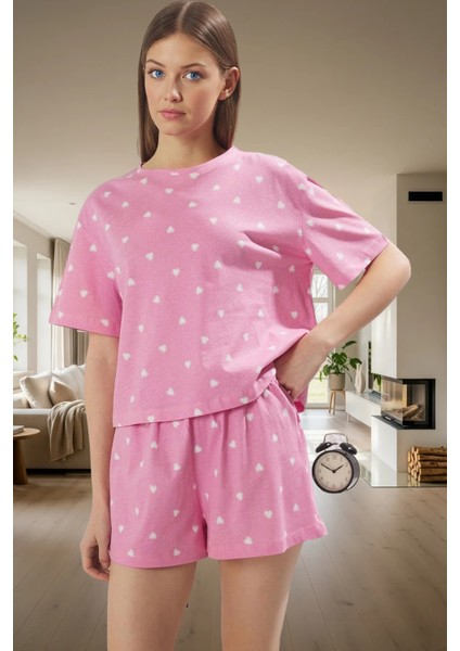 Kalp Desenli Örme Pijama Takımı Yaz Için Mükemmel Konfor Trend Tasarım Rahat ve Şık fiyatları