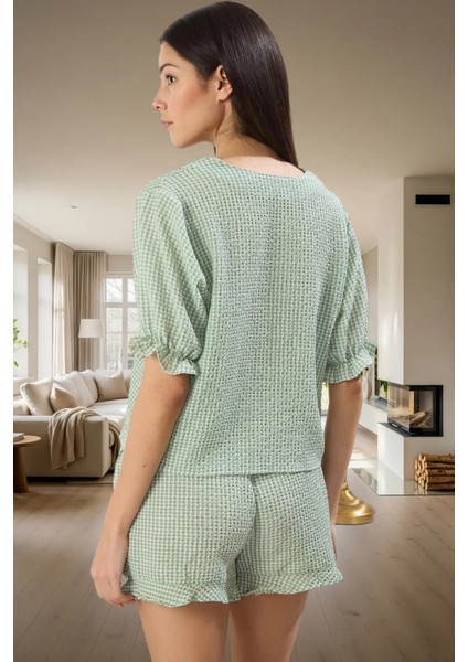 Ekose Bağlamalı Şortlu Pijama Takımı Yazlık Rahatlık ve Şıklık Özel Tasarım modelleri