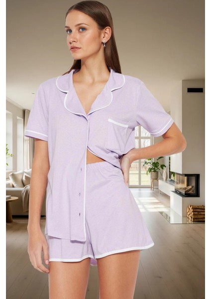 Yazlık Homewear Pijama Takımı %100 Pamuk Biyeli Detaylı Regular Fit Modern Stil Trend Tasarım
