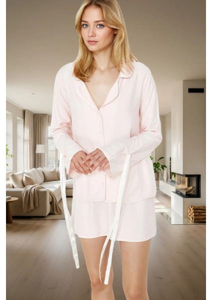Şık ve Rahat Homewear Viskoz Pijama Takımı Boru Paça Şort Uzun Ömürlü Modern Stil