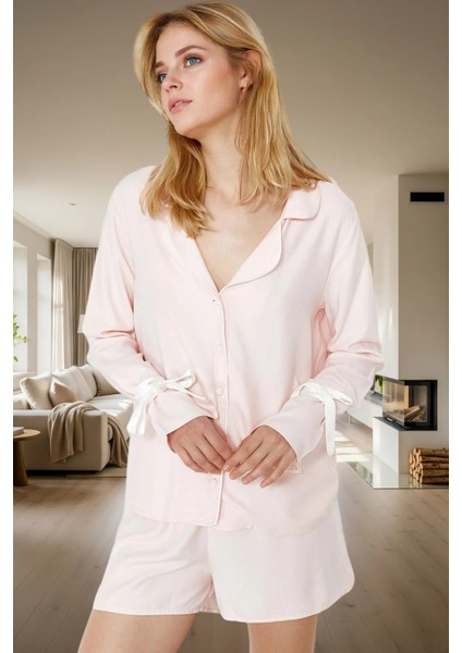Şık ve Rahat Homewear Viskoz Pijama Takımı Boru Paça Şort Uzun Ömürlü Modern Stil fiyatları