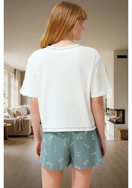 Pamuklu Geometrik Desenli Rahat Pijama Takımı Yazlık Ev Giyim Seti Yüksek Kalite Şık Görünüm modelleri