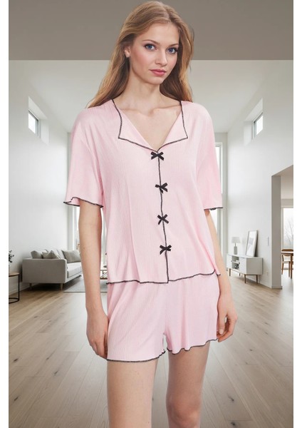 Kaşkorse Örme Şortlu Pijama Takımı Yaz Için Rahat ve Şık Kaliteli Işçilik Özenle Seçilmiş fiyatları