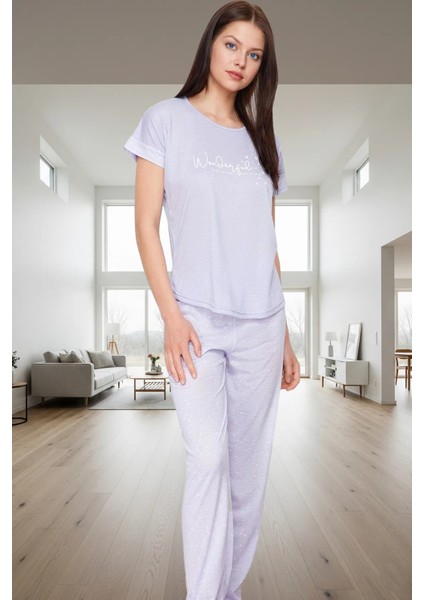 Rahat Kesim Pijama Takımı Ekose Desenli Viskoz Karışımlı Uzun Paça Özel Tasarım