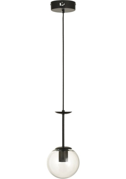 Pinza Tekli Şeffaf Camlı Salon Oturma Odası Modern Avize - (Siyah)