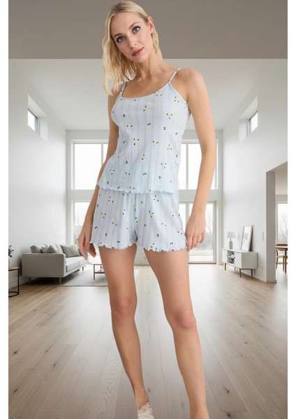 Çiçekli Örme Pijama Takımı %100 Pamuk Regular Kalıp Boru Paça Şık Görünüm Trend Tasarım fiyatları