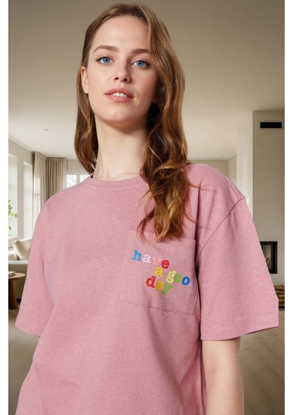 2'li Homewear Pijama Takımı Pamuklu Bisiklet Yaka Şortlu Profesyonel Görünüm Modern Stil
