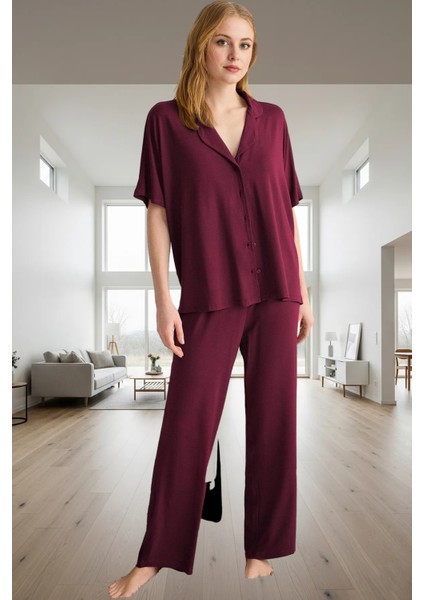 Örme Viskon Pijama Takımı Ev Konforu Için Mükemmel Seçim Uzun Ömürlü Trend Tasarım Zarifane
