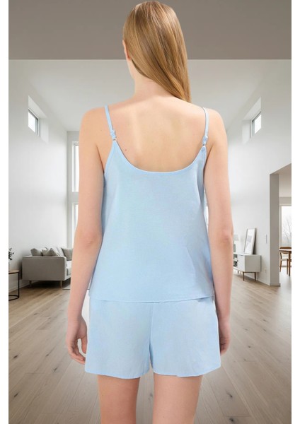 Brodeli Detaylı Yazlık Pijama Takımı %100 Pamuk Regular Kalıp Atlet ve Şort Seçkin Malzeme modelleri