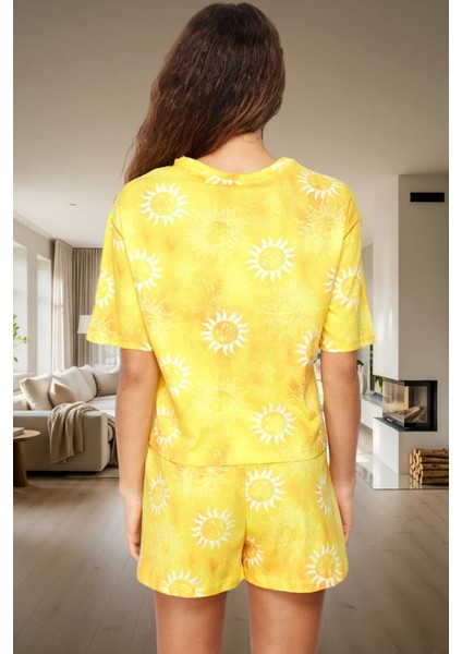 Rahat %100 Pamuklu Güneş Desenli Pijama Takımı Yaz Için Ideal Uzun Ömürlü Özenle Seçilmiş modelleri