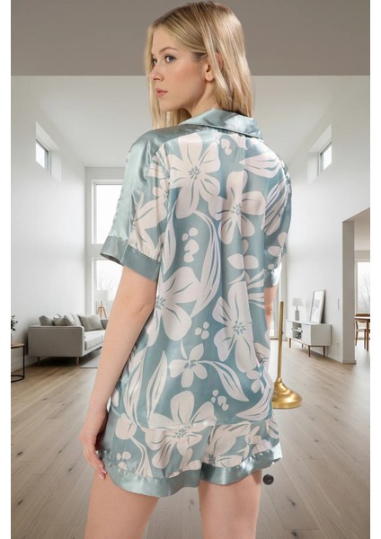 Saten Dokuma Pijama Takımı Çiçek Desenli Rahat Kalıp Günlük Kullanım Için Şık Görünüm modelleri