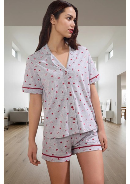 Kalpli Desenli %100 Pamuk Örme Pijama Takımı Rahat Şık Yazlık Kullanım Özel Tasarım fiyatları