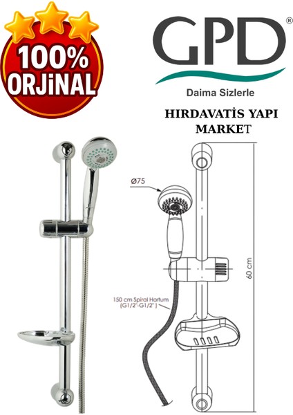 DST16 Sürgülü Duş Seti (3 Fonksiyonlu Ø75) modelleri