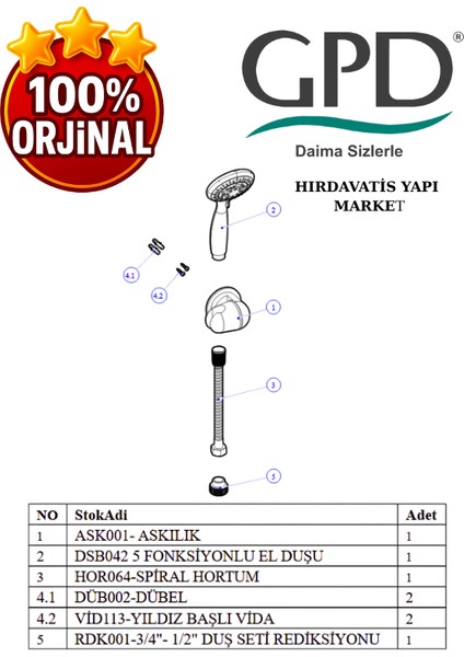DST50 Askılı Duş Seti (5 Fonksiyonlu Ø85) indirimleri