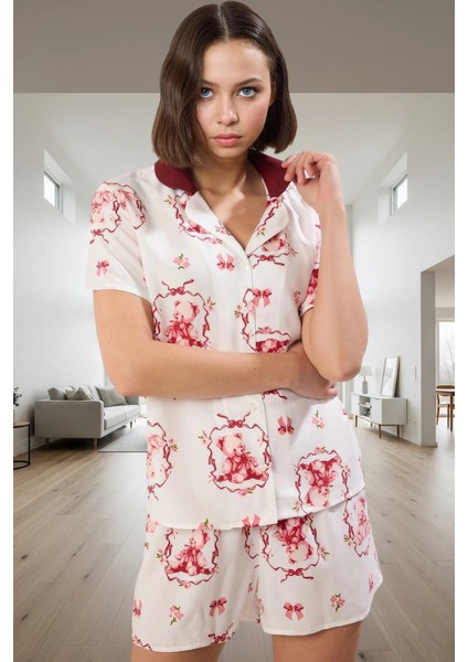 100 Viskoz Shally Dokuma Regular Kalıp Çok Pijama Takımı Rahat Kullanım Zarifane Tasarım