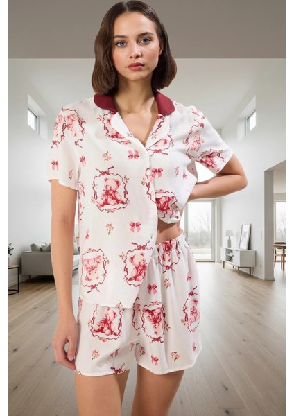 100 Viskoz Shally Dokuma Regular Kalıp Çok Pijama Takımı Rahat Kullanım Zarifane Tasarım fiyatları