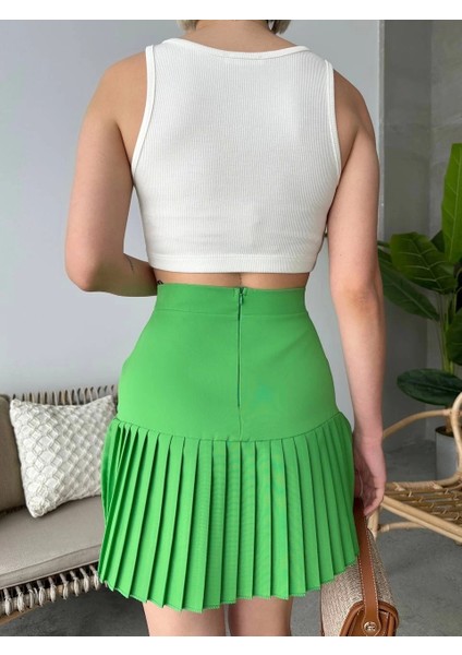 Altı Pliseli Mini Etek Yeşil S24705 fiyatları