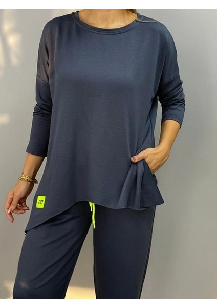 Kadın Iki Iplik Viskon Pamuk Kumaş Arma Detaylı Ikili Takım modelleri